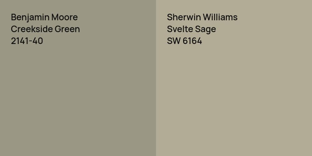 Benjamin Moore Creekside Green vs. Sherwin Williams Svelte Sage