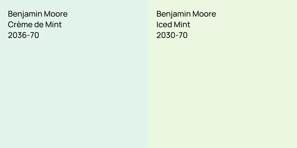 Benjamin Moore Crème de Mint vs. Benjamin Moore Iced Mint comparison