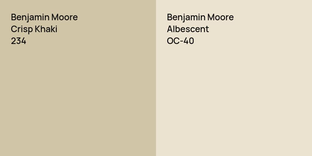 Benjamin Moore Crisp Khaki vs. Benjamin Moore Albescent