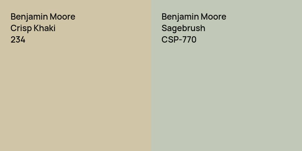 Benjamin Moore Crisp Khaki vs. Benjamin Moore Sagebrush