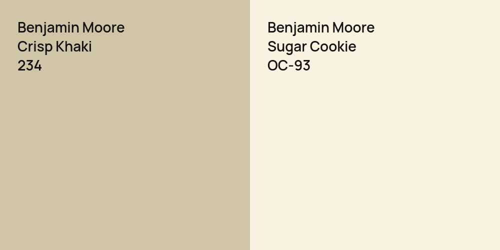 Benjamin Moore Crisp Khaki vs. Benjamin Moore Sugar Cookie