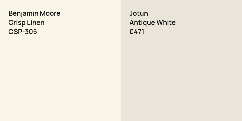 Benjamin Moore Crisp Linen vs. Jotun Antique White