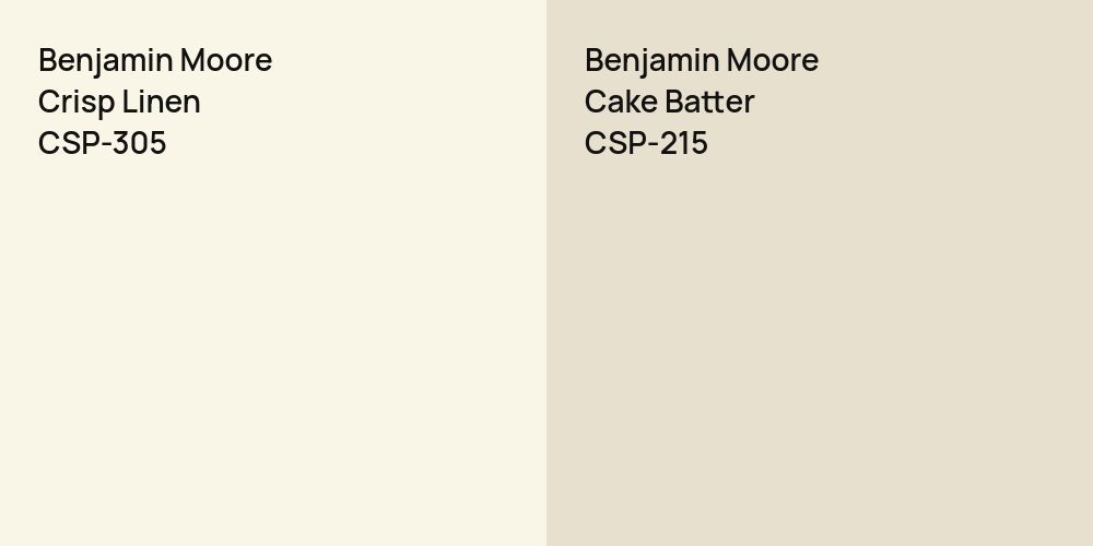 Benjamin Moore Crisp Linen vs. Benjamin Moore Cake Batter