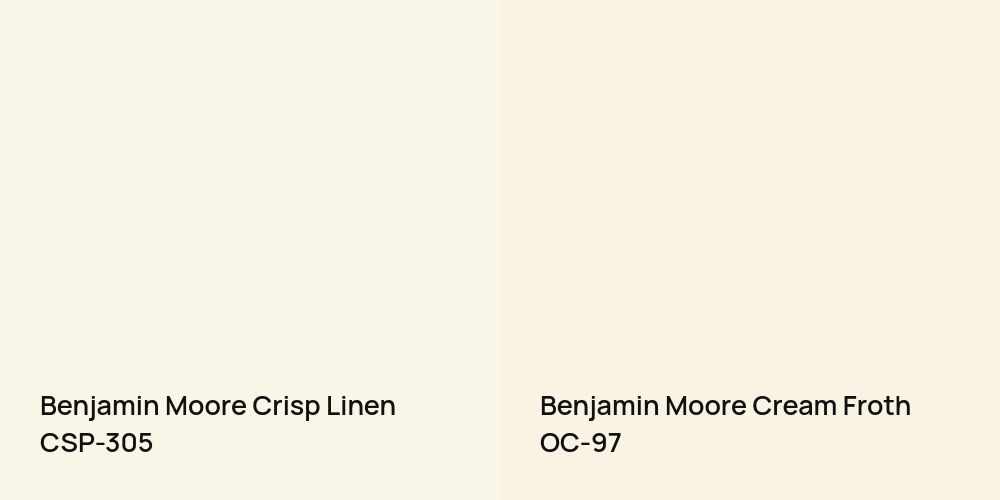 Benjamin Moore Crisp Linen vs. Benjamin Moore Cream Froth