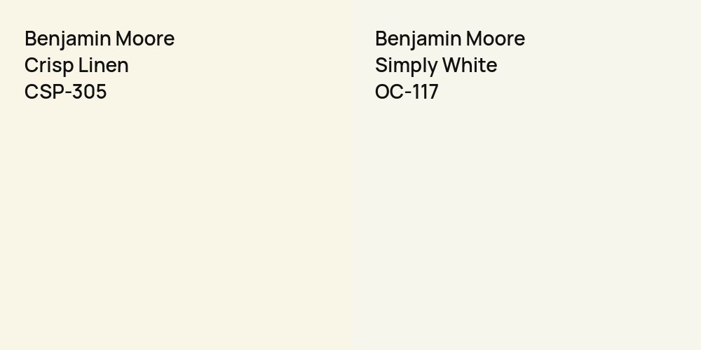 Benjamin Moore Crisp Linen vs. Benjamin Moore Simply White