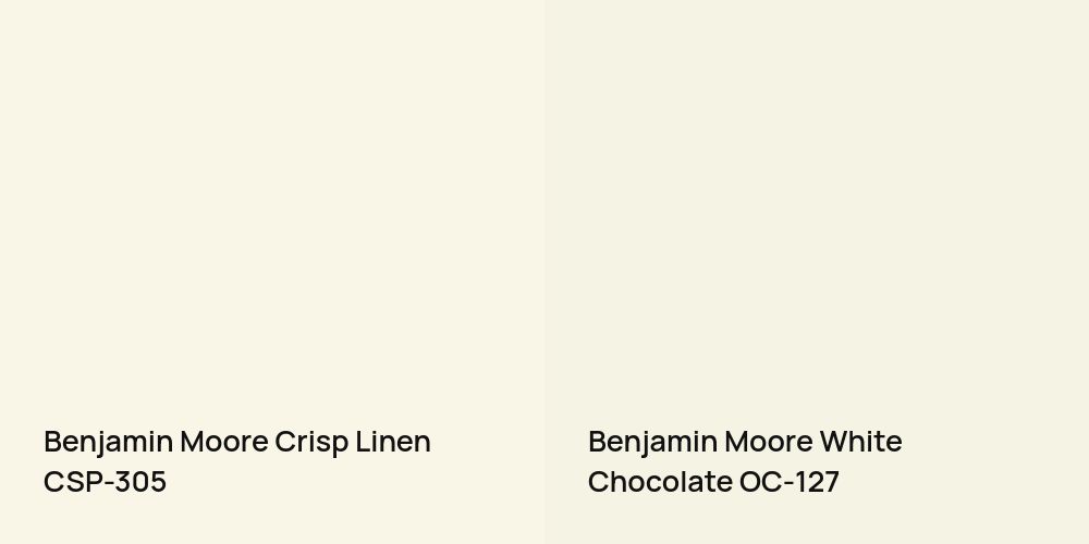 Benjamin Moore Crisp Linen vs. Benjamin Moore White Chocolate