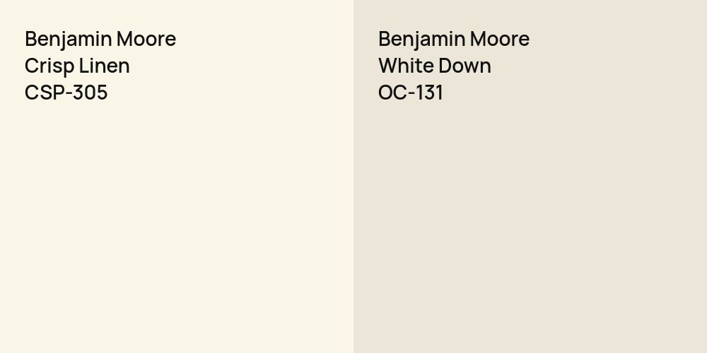 Benjamin Moore Crisp Linen vs. Benjamin Moore White Down