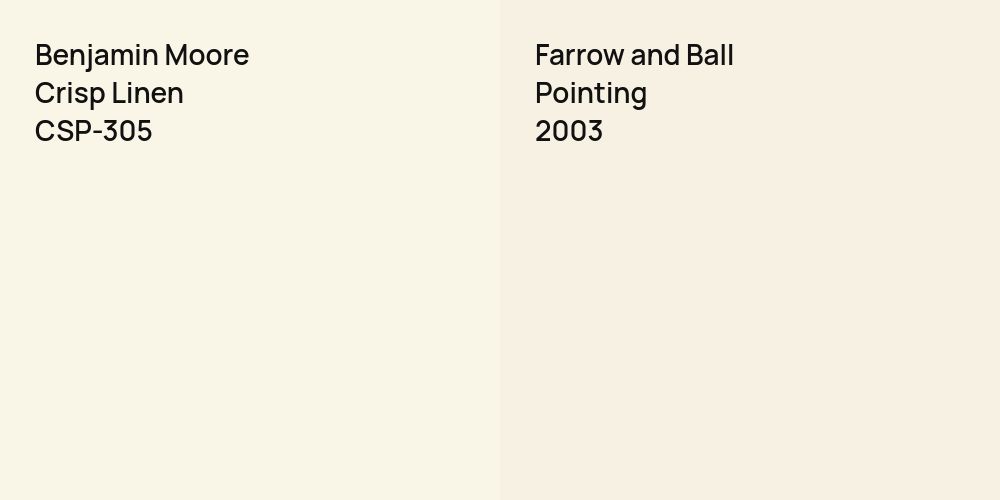 Benjamin Moore Crisp Linen vs. Farrow and Ball Pointing