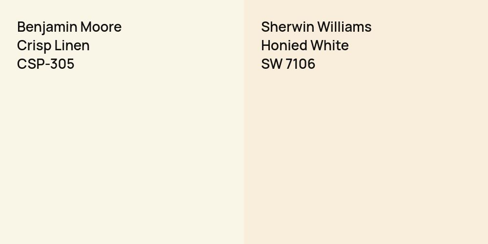 Benjamin Moore Crisp Linen vs. Sherwin Williams Honied White