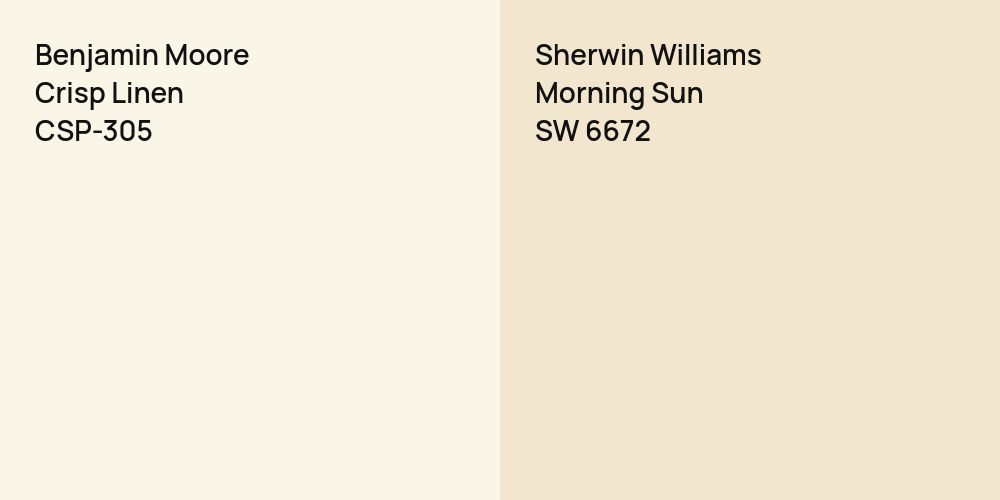 Benjamin Moore Crisp Linen vs. Sherwin Williams Morning Sun