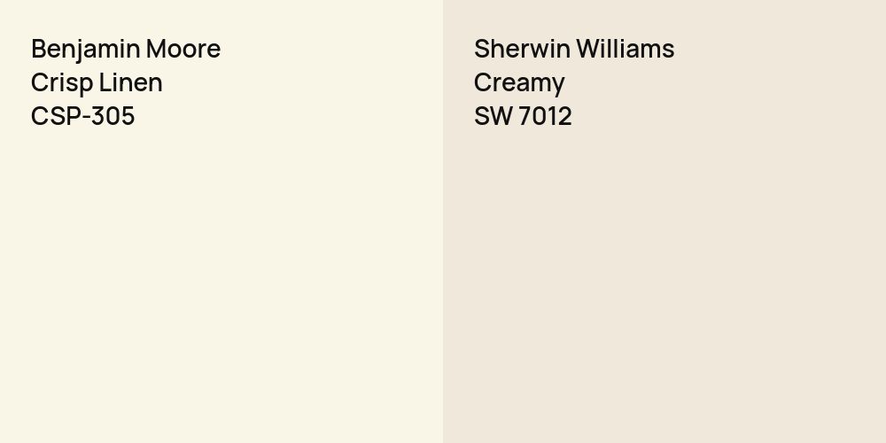 Benjamin Moore Crisp Linen vs. Sherwin Williams Creamy