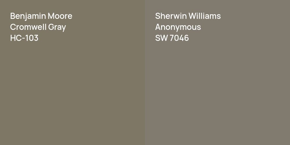 Benjamin Moore Cromwell Gray vs. Sherwin Williams Anonymous