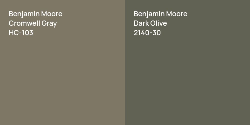 Benjamin Moore Cromwell Gray vs. Benjamin Moore Dark Olive