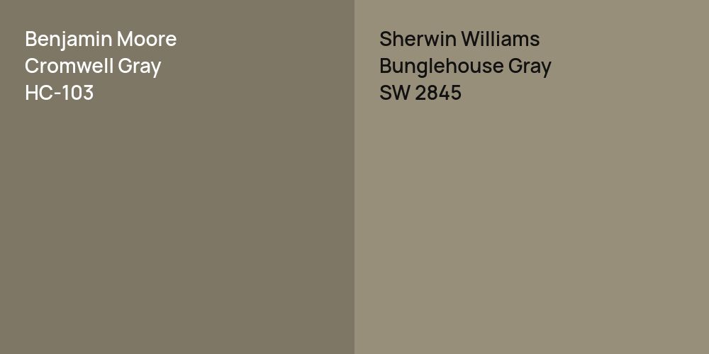 Benjamin Moore Cromwell Gray vs. Sherwin Williams Bunglehouse Gray