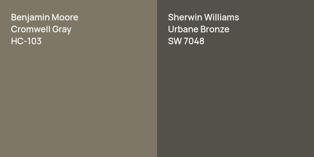 Benjamin Moore Cromwell Gray vs. Sherwin Williams Urbane Bronze