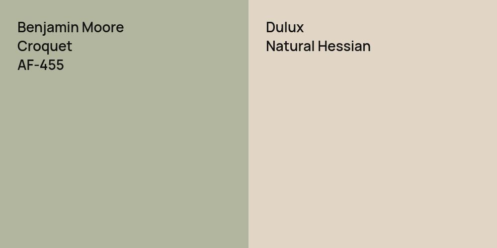 Benjamin Moore Croquet vs. Dulux Natural Hessian