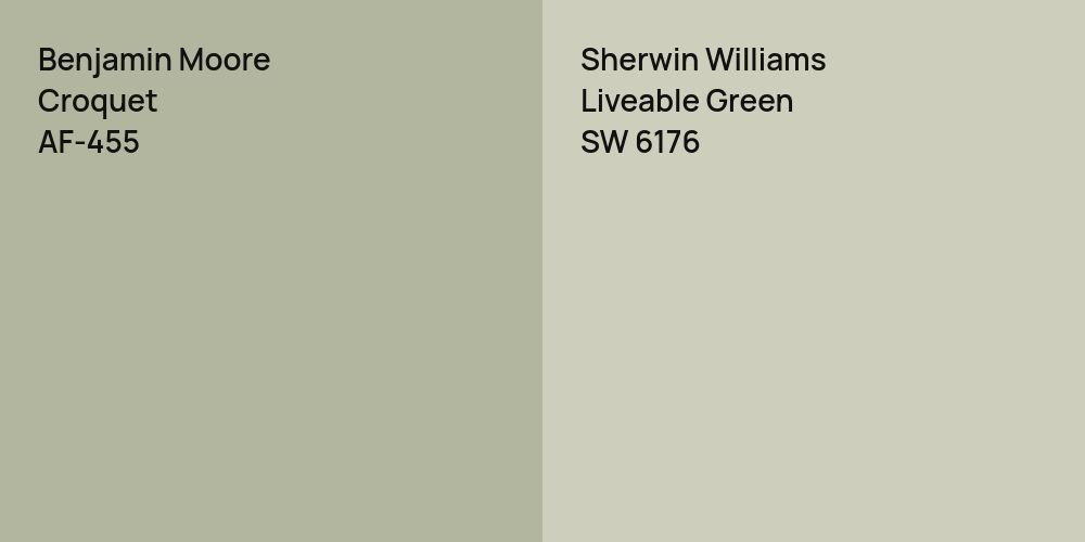 Benjamin Moore Croquet vs. Sherwin Williams Liveable Green