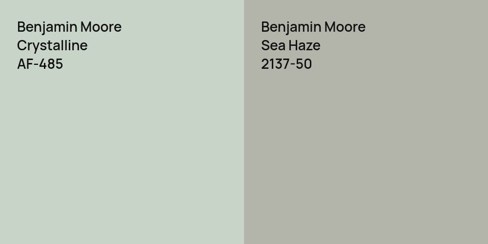 Benjamin Moore Crystalline vs. Benjamin Moore Sea Haze