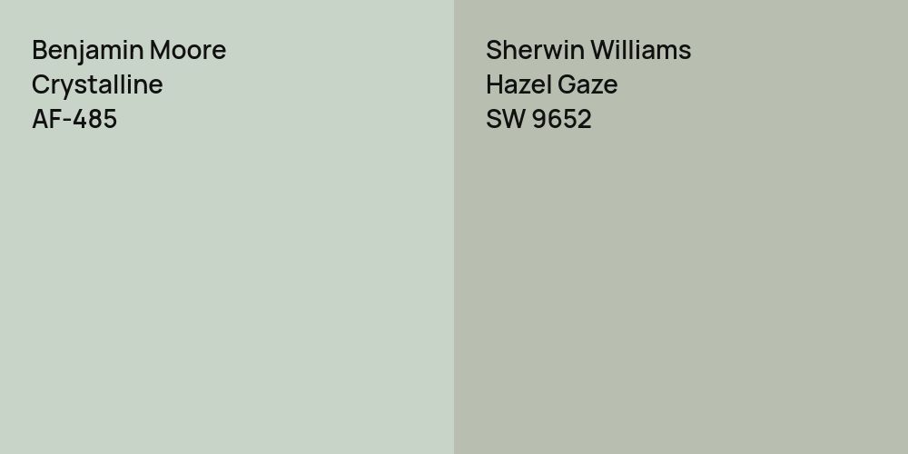 Benjamin Moore Crystalline vs. Sherwin Williams Hazel Gaze