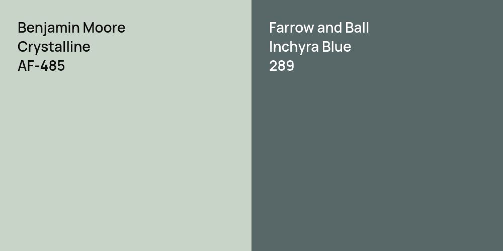 Benjamin Moore Crystalline vs. Farrow and Ball Inchyra Blue