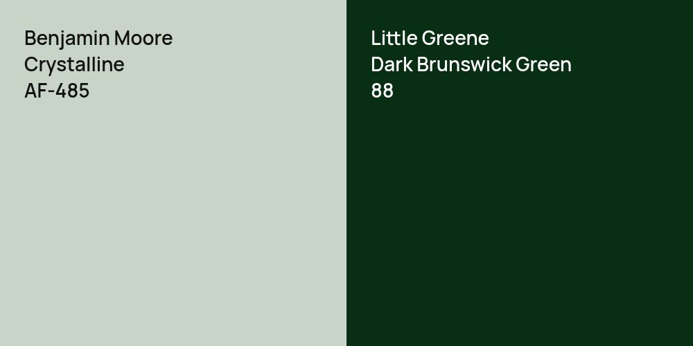 Benjamin Moore Crystalline vs. Little Greene Dark Brunswick Green