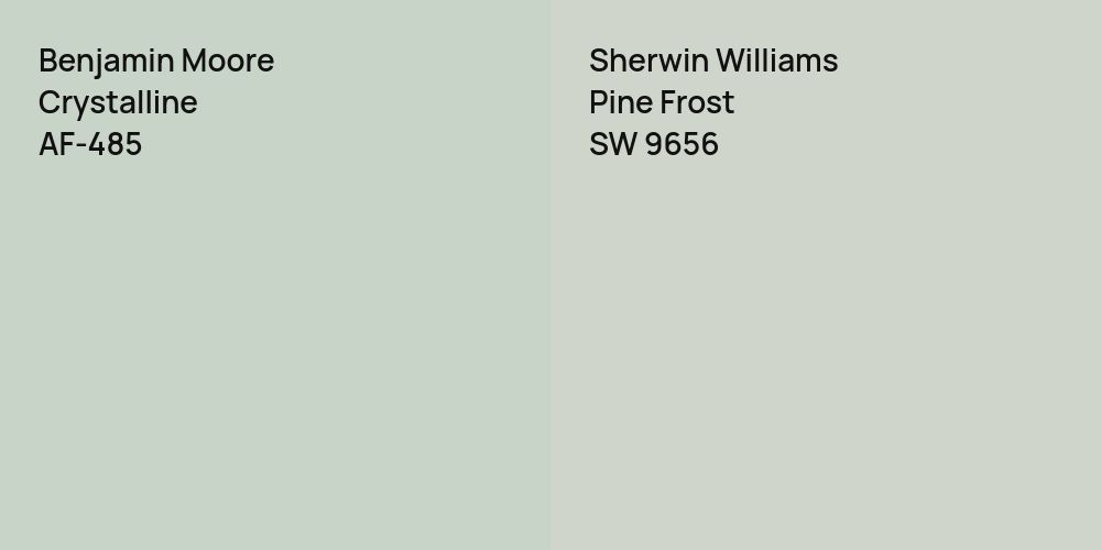 Benjamin Moore Crystalline vs. Sherwin Williams Pine Frost