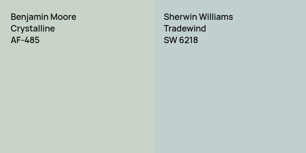 Benjamin Moore Crystalline vs. Sherwin Williams Tradewind