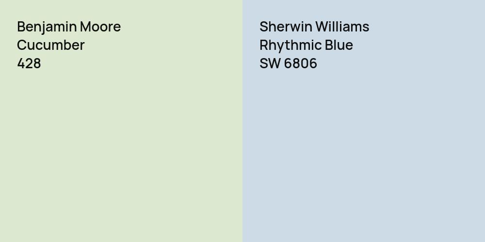 Benjamin Moore Cucumber vs. Sherwin Williams Rhythmic Blue