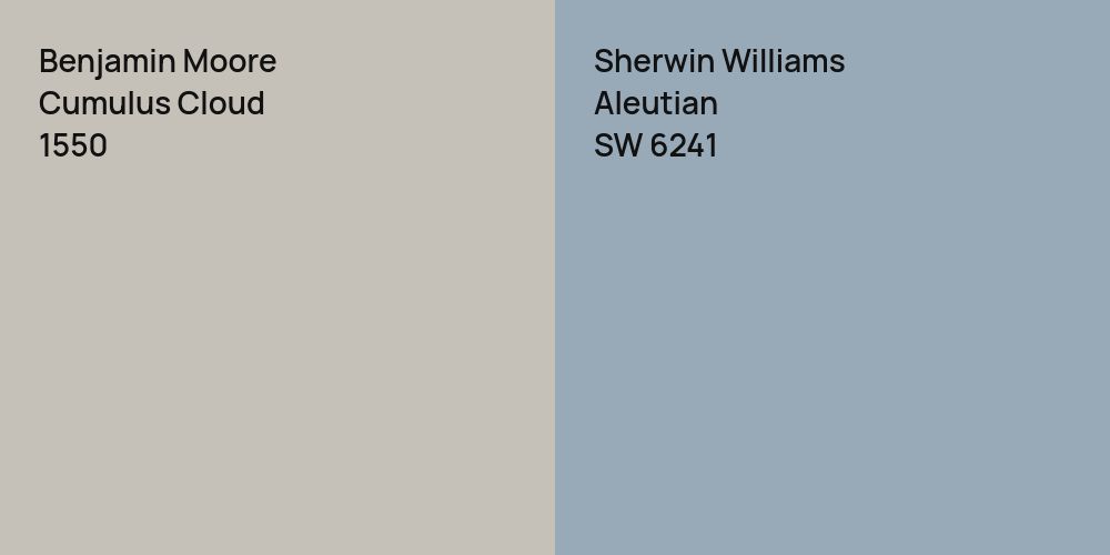 Benjamin Moore Cumulus Cloud vs. Sherwin Williams Aleutian