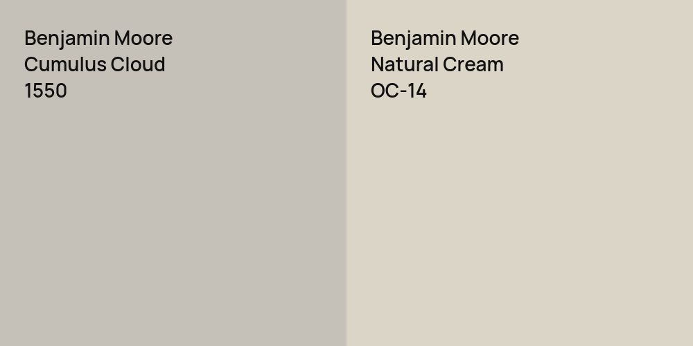 Benjamin Moore Cumulus Cloud vs. Benjamin Moore Natural Cream