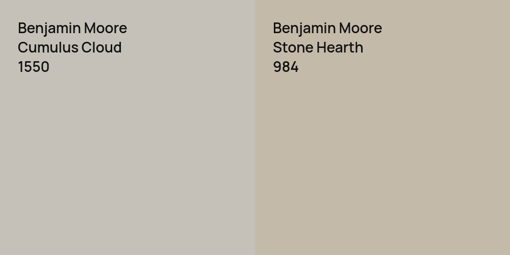 Benjamin Moore Cumulus Cloud vs. Benjamin Moore Stone Hearth