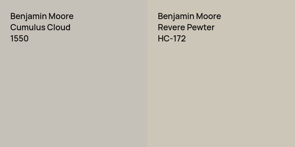 Benjamin Moore Cumulus Cloud vs. Benjamin Moore Revere Pewter