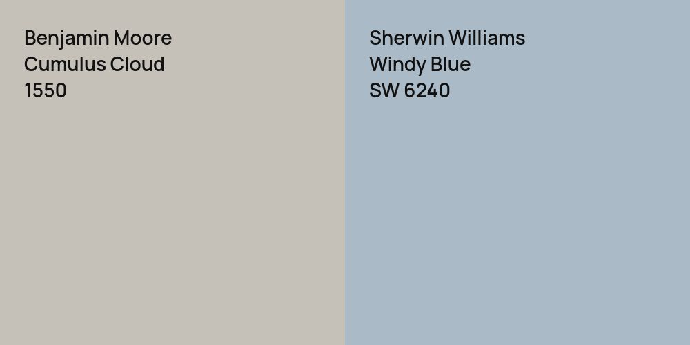 Benjamin Moore Cumulus Cloud vs. Sherwin Williams Windy Blue