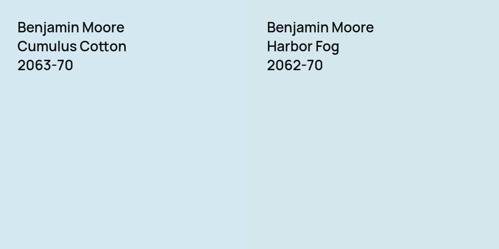 Benjamin Moore Cumulus Cotton vs. Benjamin Moore Harbor Fog