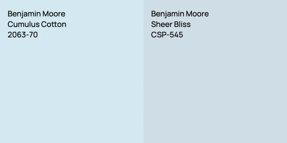 Benjamin Moore Cumulus Cotton vs. Benjamin Moore Sheer Bliss