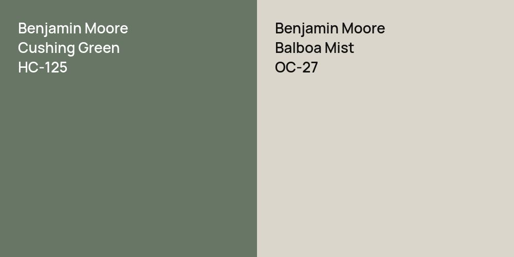 Benjamin Moore Cushing Green vs. Benjamin Moore Balboa Mist