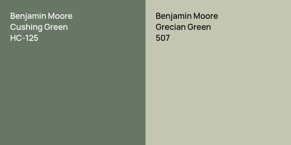 Benjamin Moore Cushing Green vs. Benjamin Moore Grecian Green