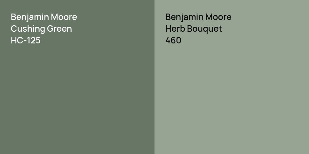 Benjamin Moore Cushing Green vs. Benjamin Moore Herb Bouquet