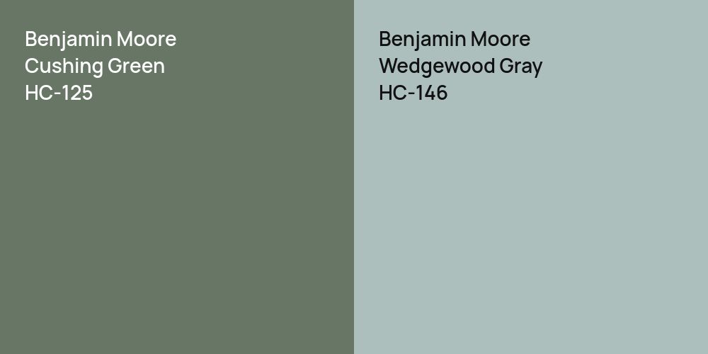 Benjamin Moore Cushing Green vs. Benjamin Moore Wedgewood Gray