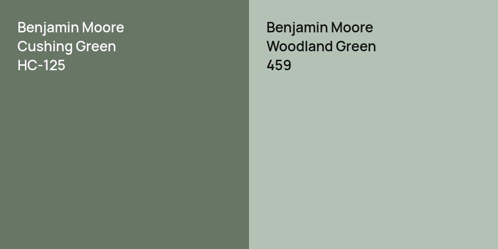 Benjamin Moore Cushing Green vs. Benjamin Moore Woodland Green