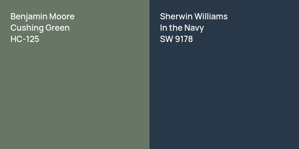 Benjamin Moore Cushing Green vs. Sherwin Williams In the Navy