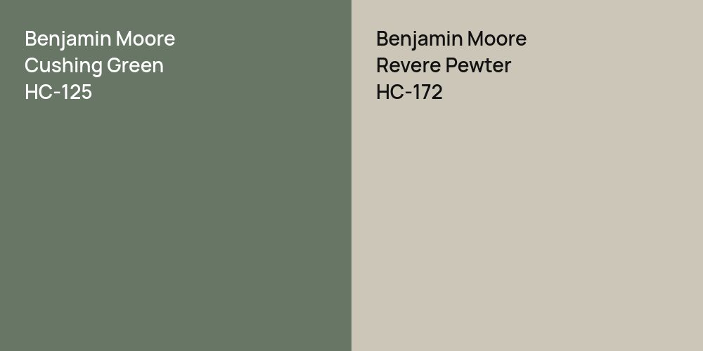 Benjamin Moore Cushing Green vs. Benjamin Moore Revere Pewter