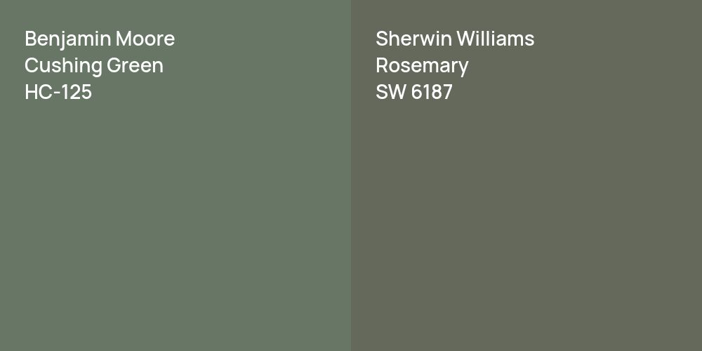 Benjamin Moore Cushing Green vs. Sherwin Williams Rosemary