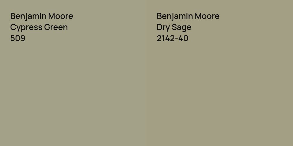 Benjamin Moore Cypress Green vs. Benjamin Moore Dry Sage