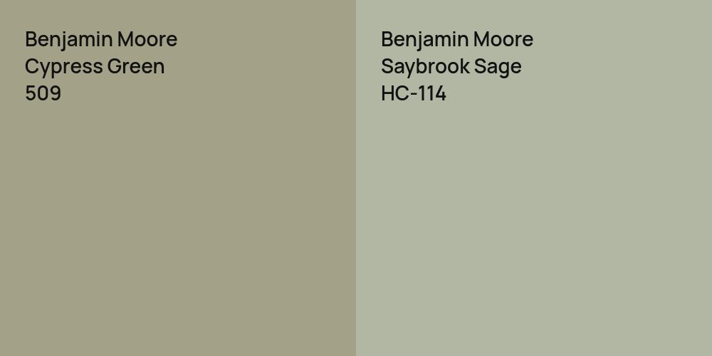 Benjamin Moore Cypress Green vs. Benjamin Moore Saybrook Sage