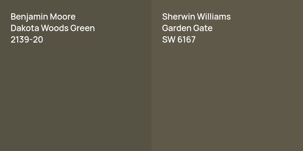 Benjamin Moore Dakota Woods Green vs. Sherwin Williams Garden Gate