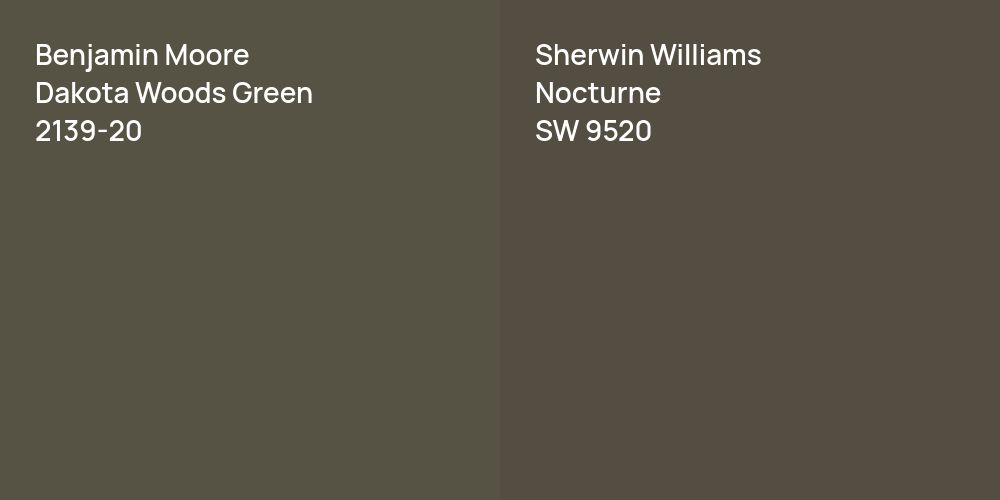 Benjamin Moore Dakota Woods Green vs. Sherwin Williams Nocturne