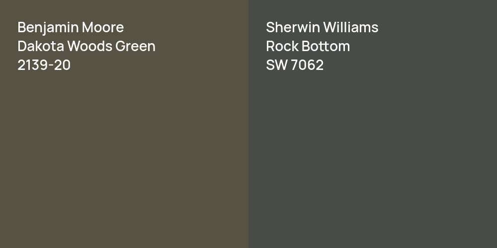 Benjamin Moore Dakota Woods Green vs. Sherwin Williams Rock Bottom