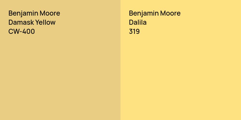 Benjamin Moore Damask Yellow vs. Benjamin Moore Dalila