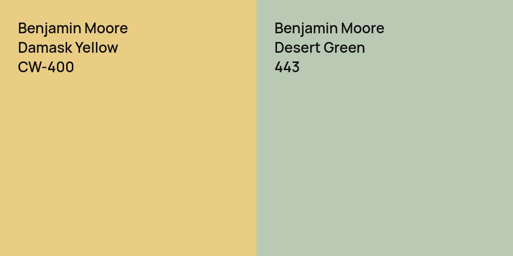 Benjamin Moore Damask Yellow vs. Benjamin Moore Desert Green